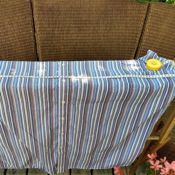 Thomas Dean blue red white stripe patterned dress shirt - Picture 7 of 9